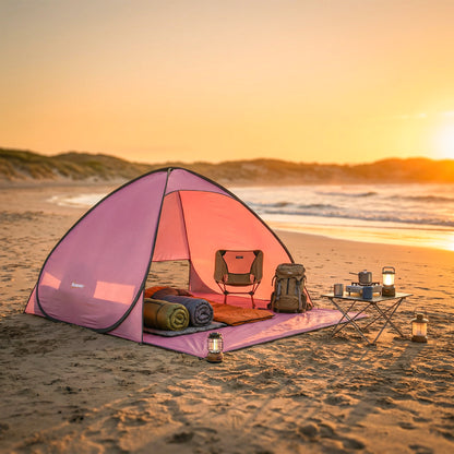 Pop up Beach Tent, UV 50+ Sun Shelter with Carry Bag, Pink