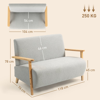 2 Seater Sofa, Fabric Modern Loveseat for Living Room, Grey