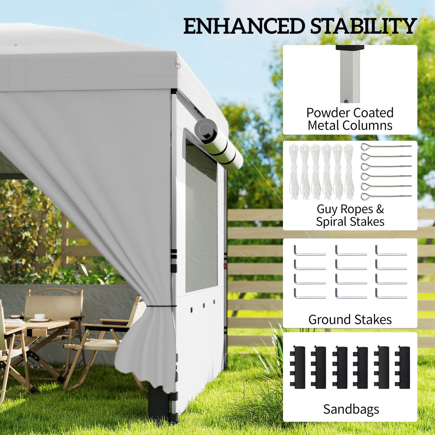 3 x 6 m Pop Up Gazebo, UPF50+ Wedding Party Tent Marquee, White