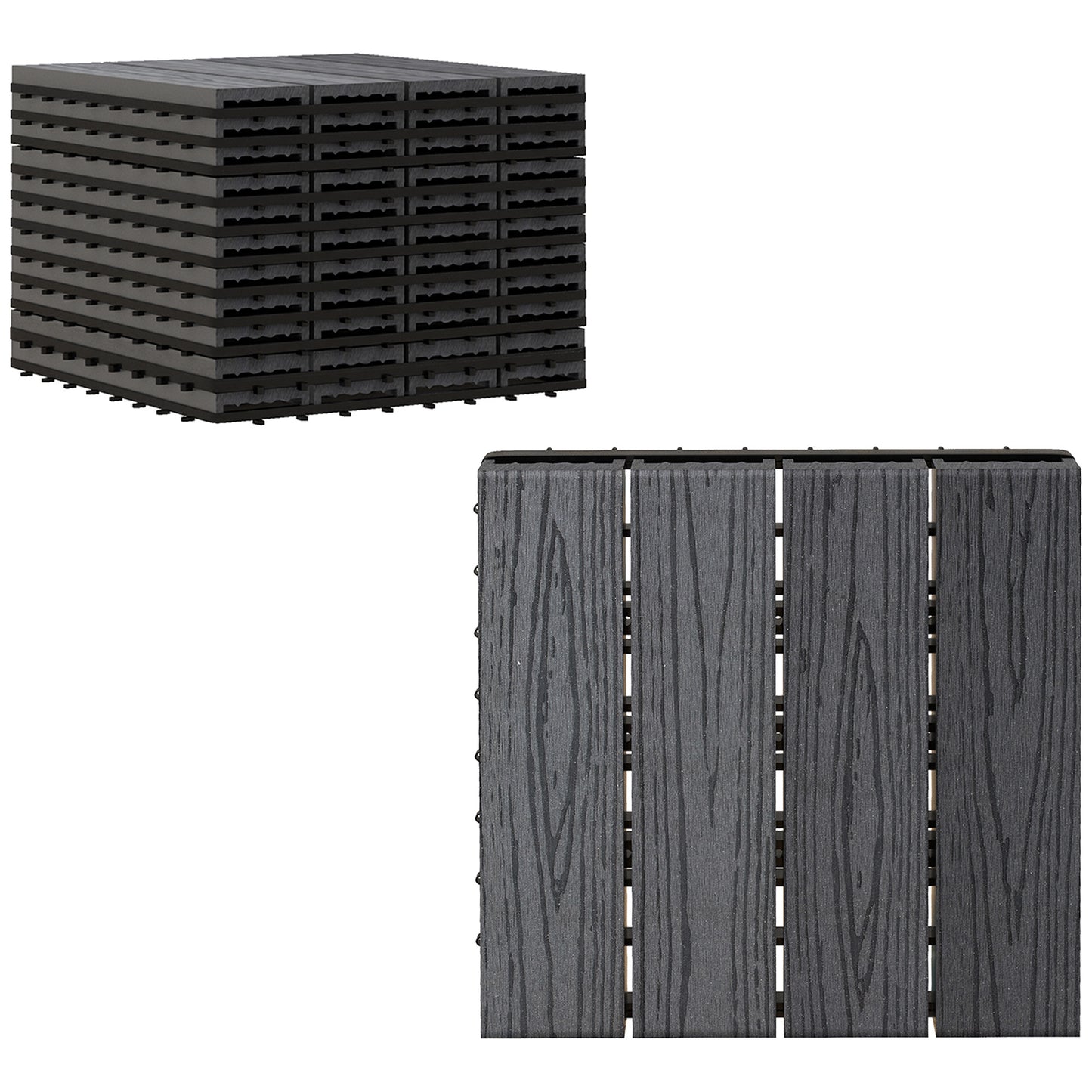 Interlocking Decking Tiles, Interlocking Patio Paving Slabs, Grey