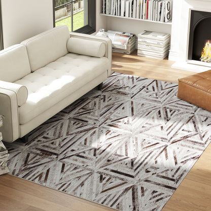 Non-Slip Washable Rug, Chenille Floor Carpet for Living Room, Brown