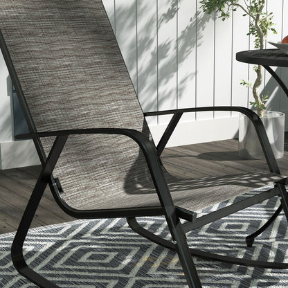 Garden Rocking Chair with Armrests, High Back, Light Brown