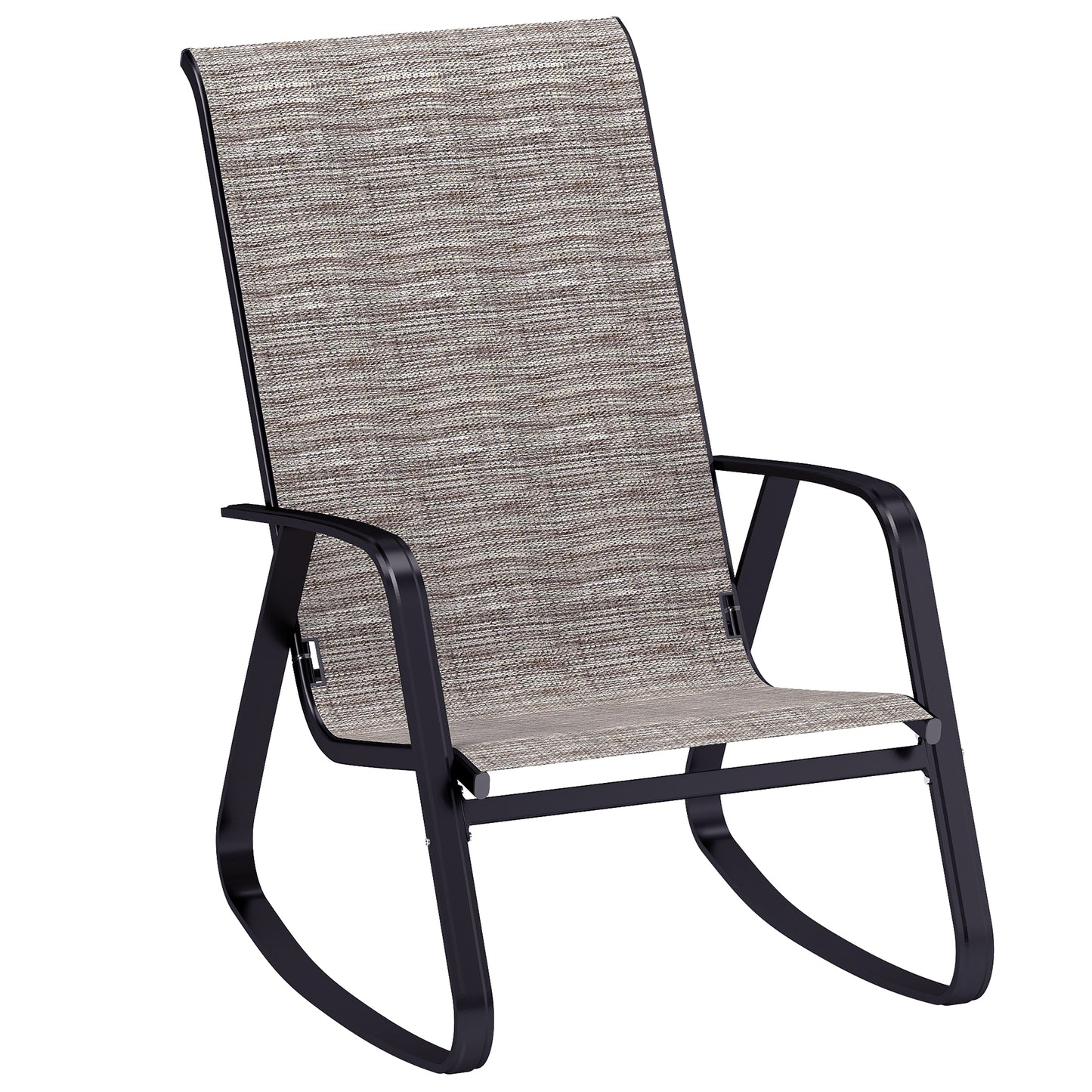Garden Rocking Chair with Armrests, High Back, Light Brown