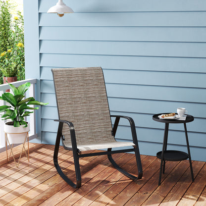 Garden Rocking Chair with Armrests, High Back, Light Brown