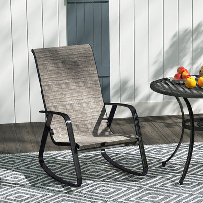 Garden Rocking Chair with Armrests, High Back, Light Brown