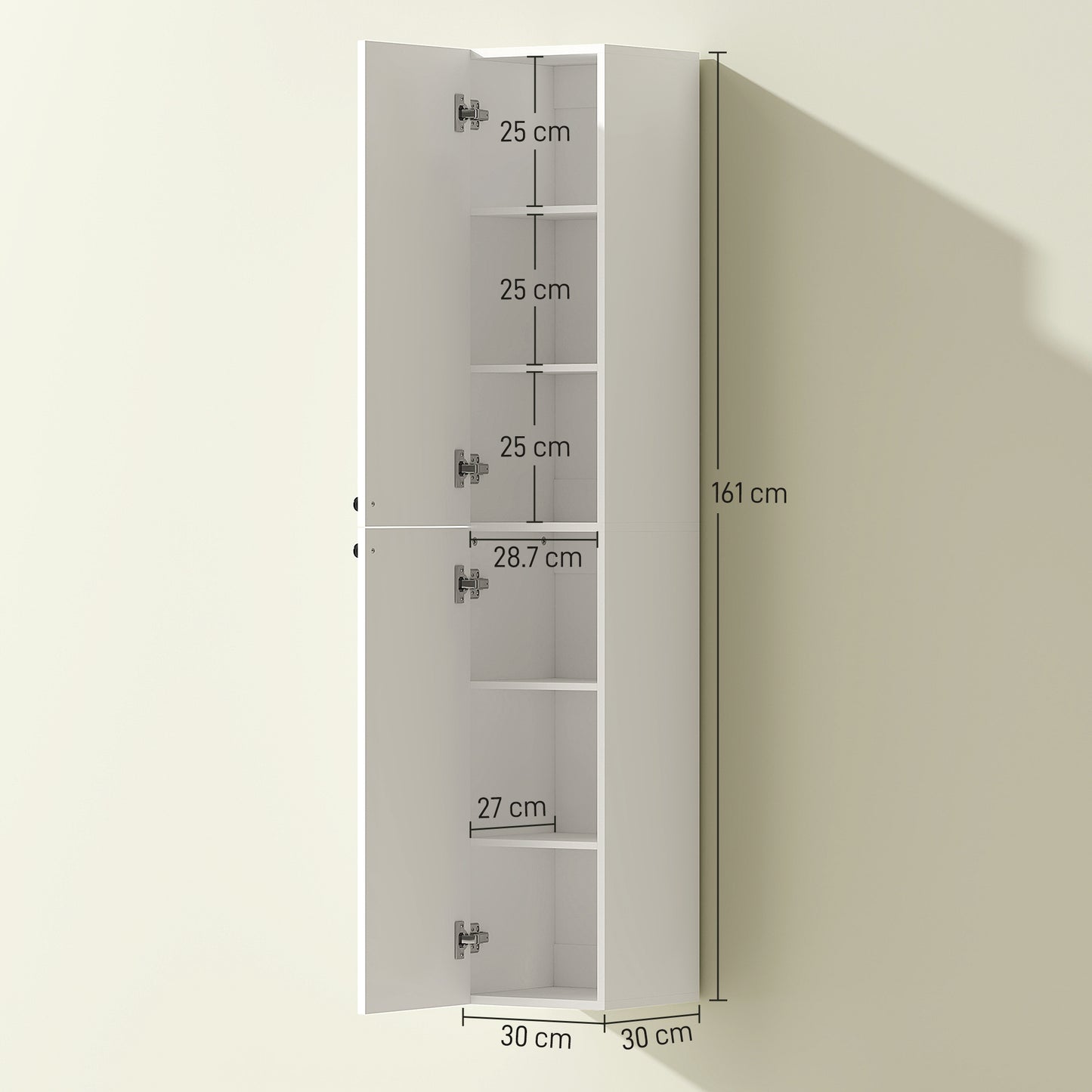 Wall Mounted Slim Bathroom Storage Cabinet with 6-Tier Shelf White