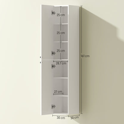 Wall Mounted Slim Bathroom Storage Cabinet with 6-Tier Shelf White