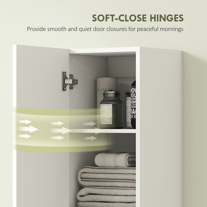 Wall Mounted Slim Bathroom Storage Cabinet with 6-Tier Shelf White