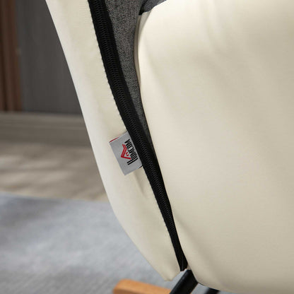 Rocking Chair for Nursery Upholstered Wingback Armchair Grey and Cream