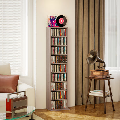 260 CD Storage Unit 120 DVD Storage Tower with 9 Compartments Natural