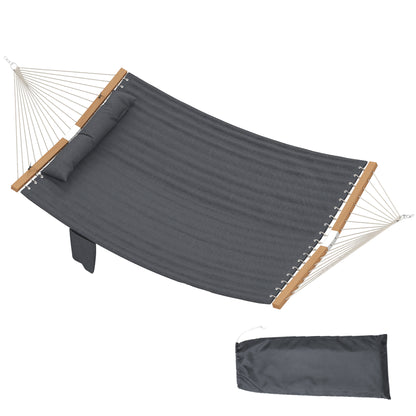 Double Hammock 2-Person Padded Swing Bed Grey