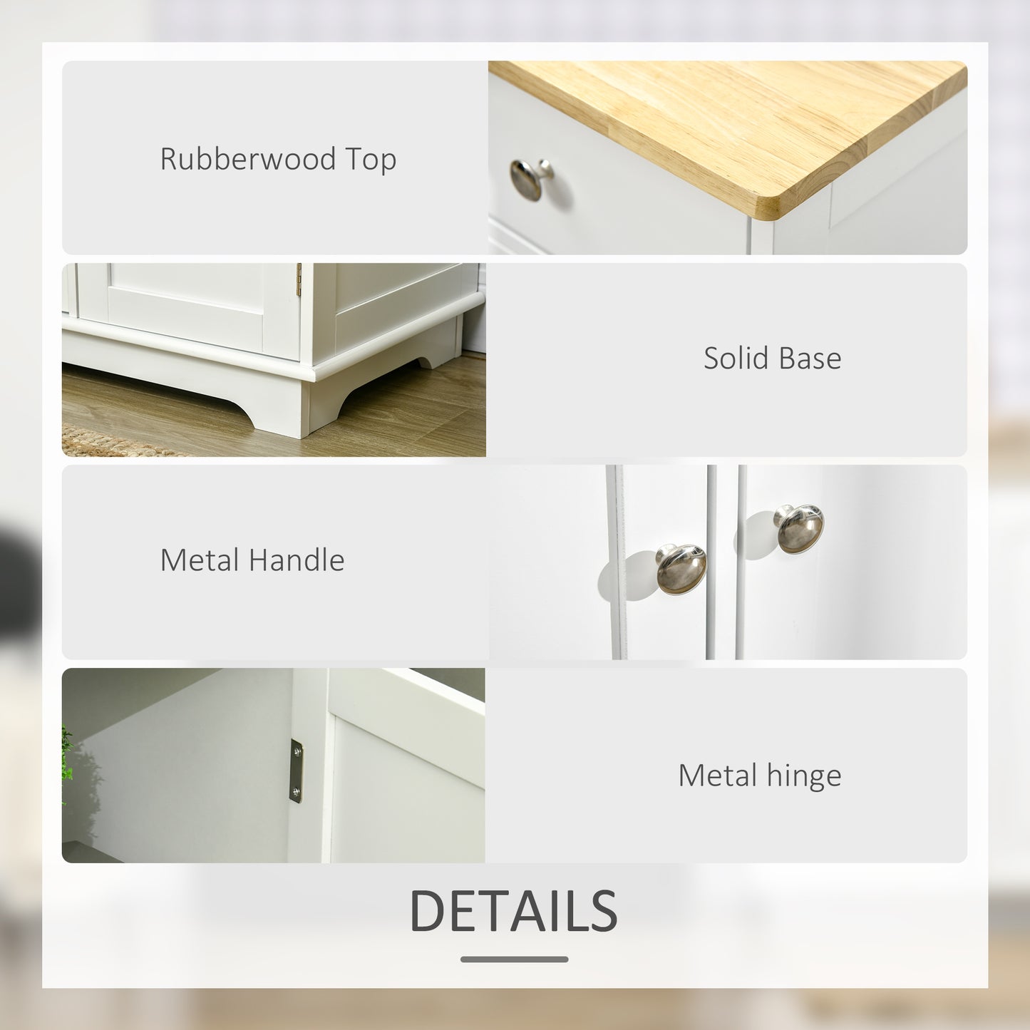 Modern Sideboard Buffet Cabinet with Storage Cabinets and Drawers White