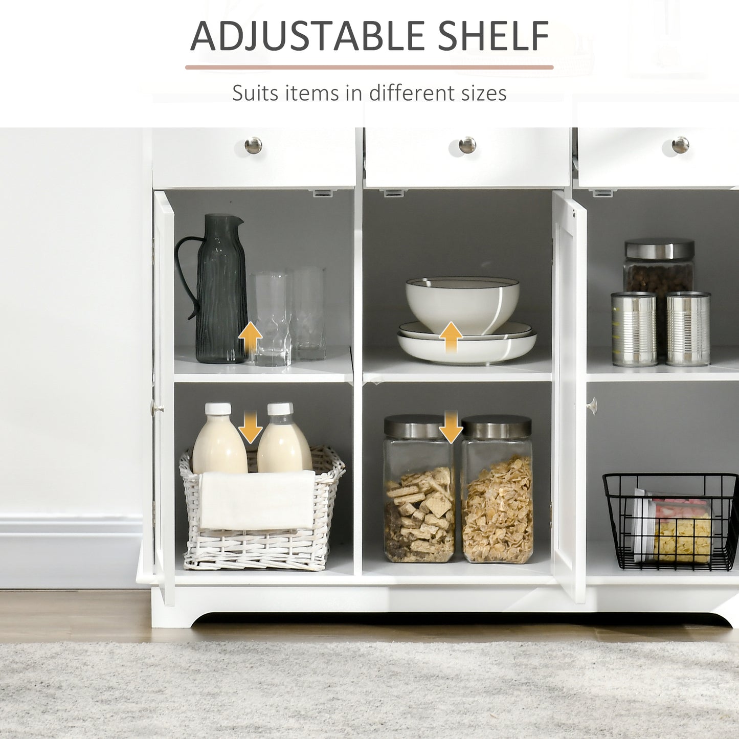 Modern Sideboard Buffet Cabinet with Storage Cabinets and Drawers White