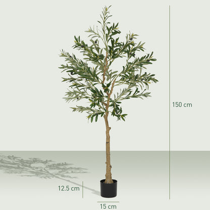 Indoor Artificial Plant, Faux Potted Silk Olive Tree, 150cm