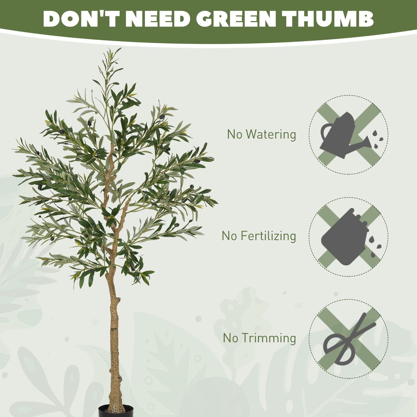 Indoor Artificial Plant, Faux Potted Silk Olive Tree, 150cm