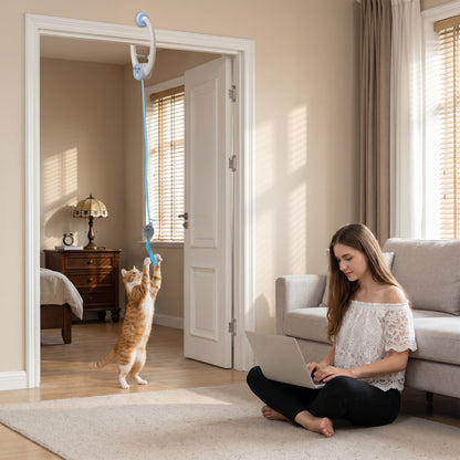 Interactive Cat Toys for Indoor Kittens & Adult, Smart Touch Automatic Cat Toy, USB Rechargeable Door Hanging Bouncing Mouse Teaser for Kitten Exercise and Enrichment