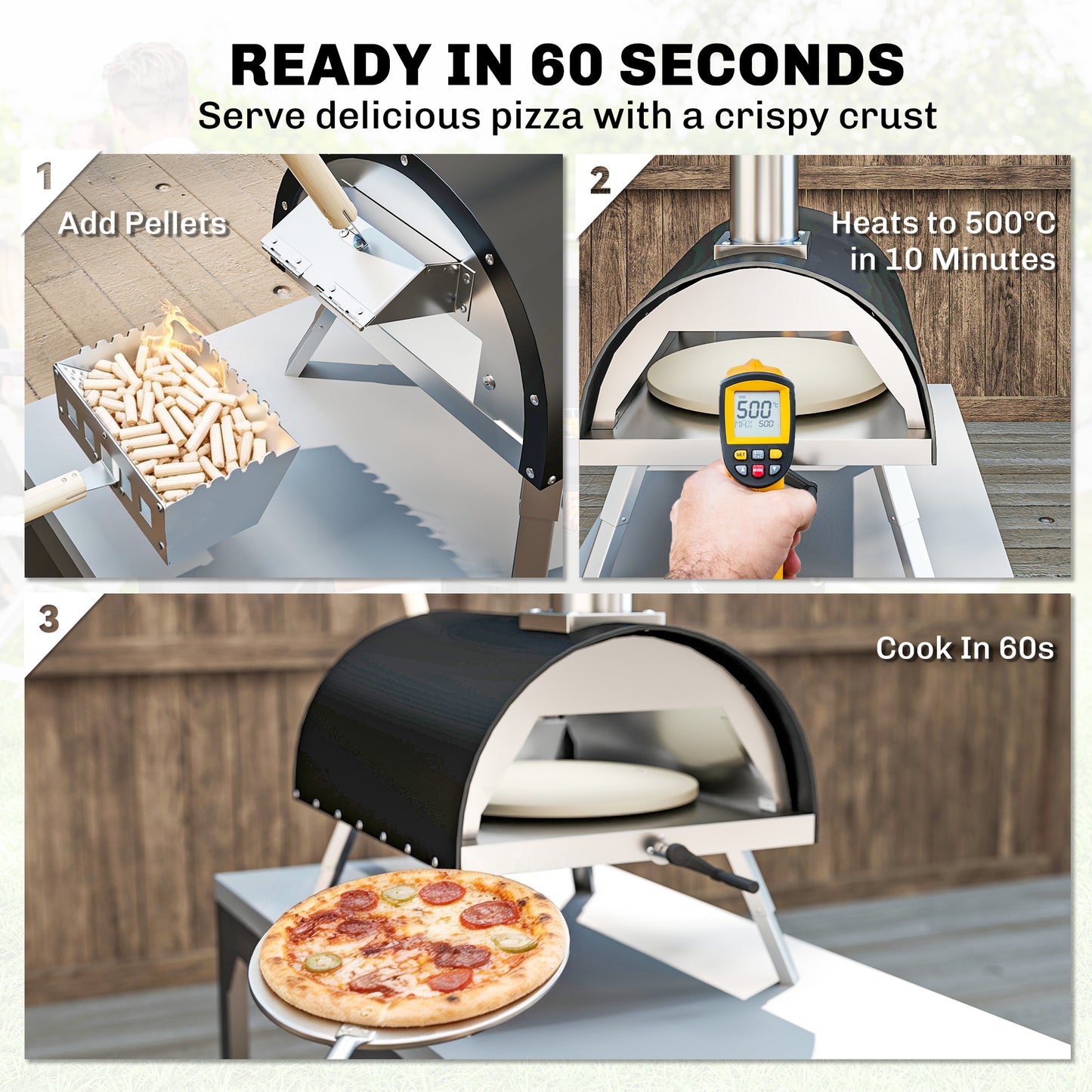 Outdoor Pizza Oven Portable w/ 12" Rotating Stone