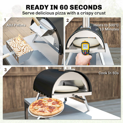 Outdoor Pizza Oven Portable w/ 12" Rotating Stone