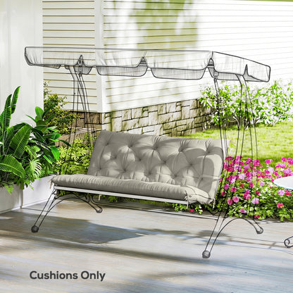 Garden Bench Cushion, Seat Pad with Ties, Light Grey