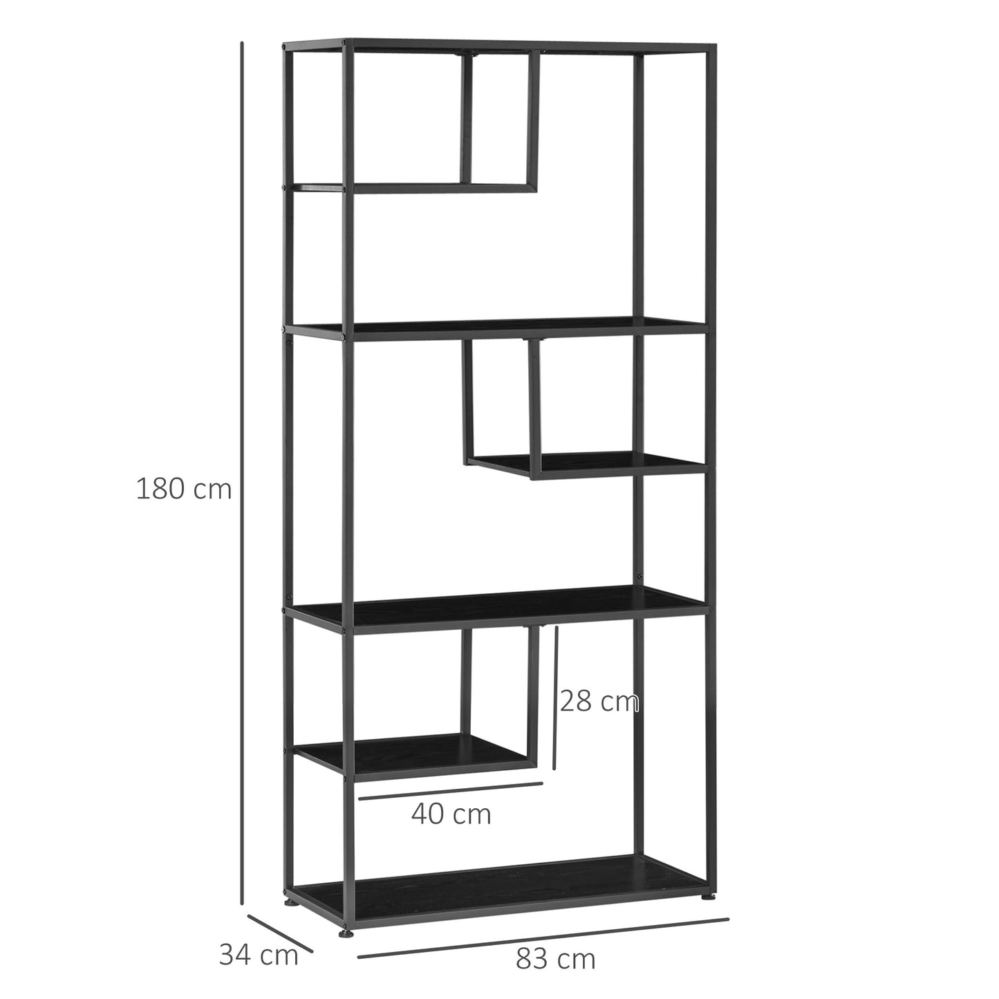 Industrial Storage Shelf, 7 Tier Bookshelf, Display Rack for Living Room