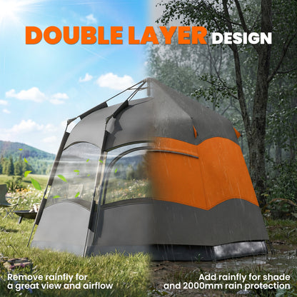 Double Layer Pop Up Tent with Rainfly, Portable Camping Shelter
