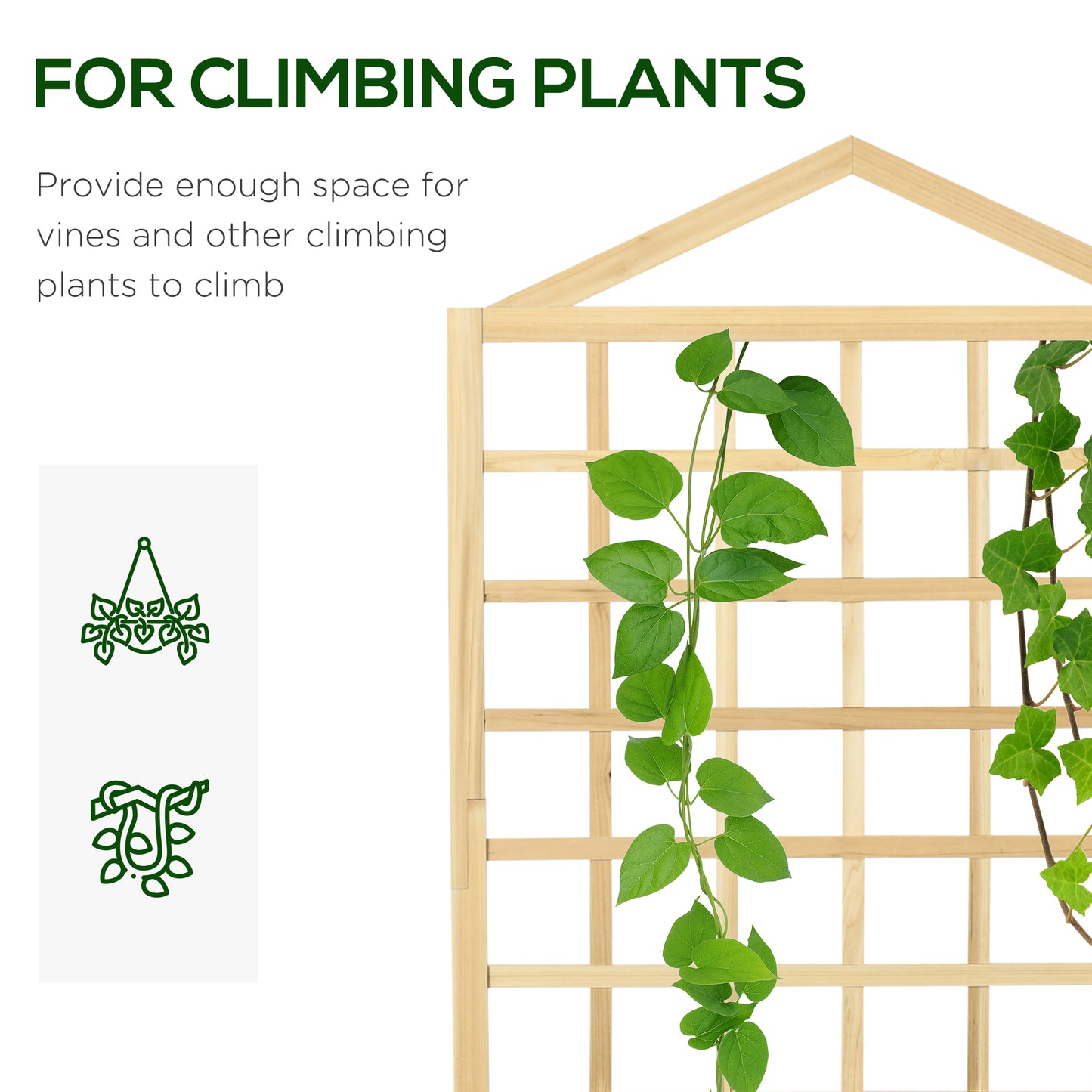 Wooden Garden Planters with Trellis for Vine Climbing Plants, Natural