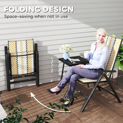 2PCs Rattan Folding Chair w/ 5-Position Adjustable Backrest, Orange