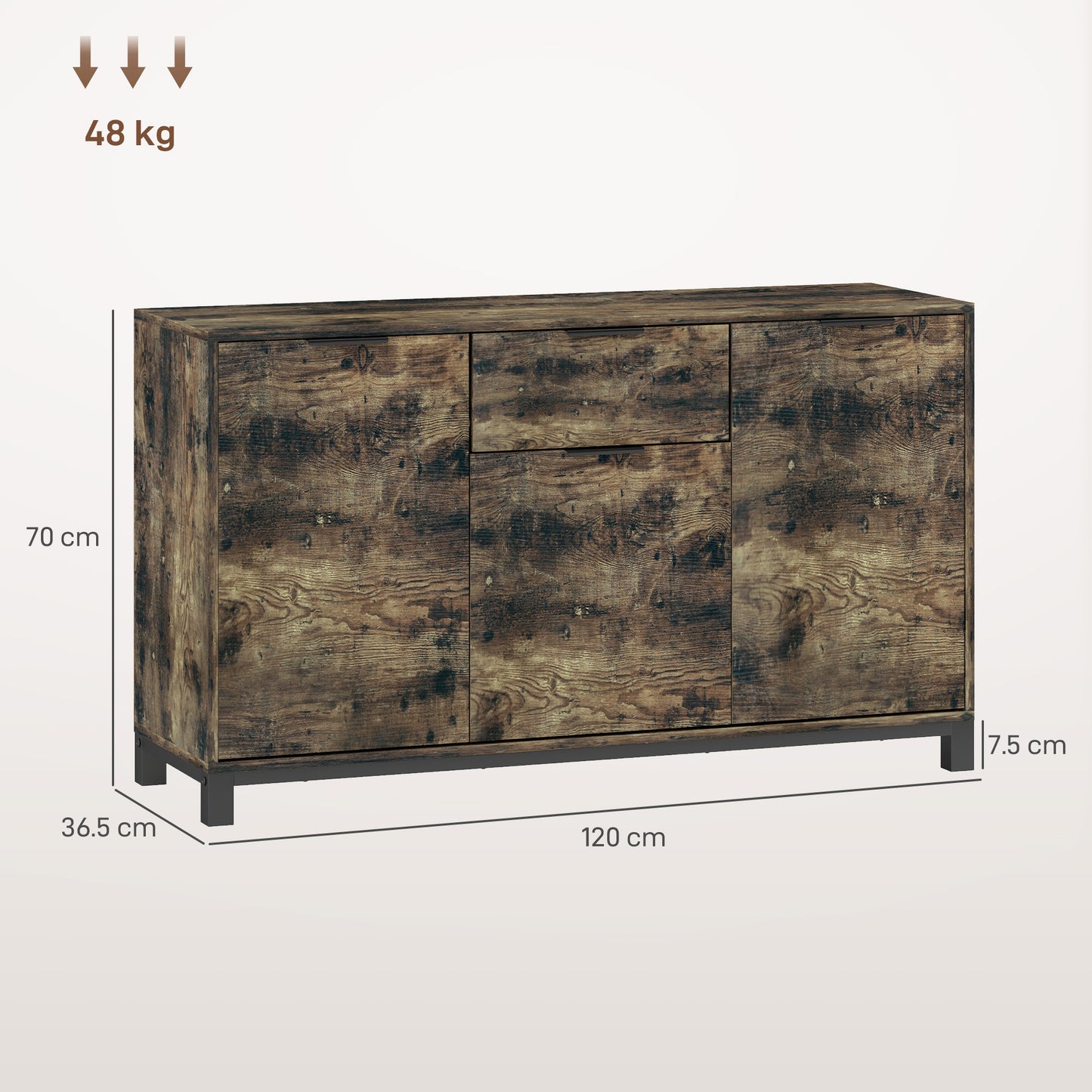 Sideboard, Industrial Storage Cabinet for Living Room, Rustic Brown