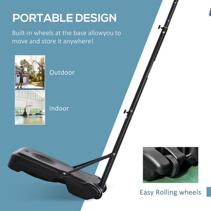 1.55-2.1m Basketball Hoop and Stand w/ Fillable Base, Wheels - Black