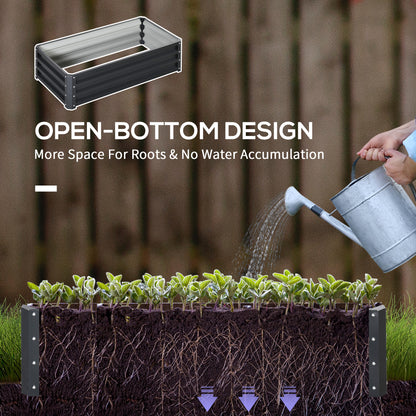 Set of 2 Raised Garden Bed Elevated Planter Box for Flowers Grey