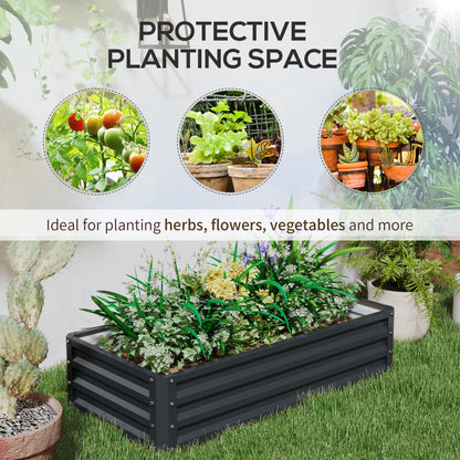 Set of 2 Raised Garden Bed Elevated Planter Box for Flowers Grey