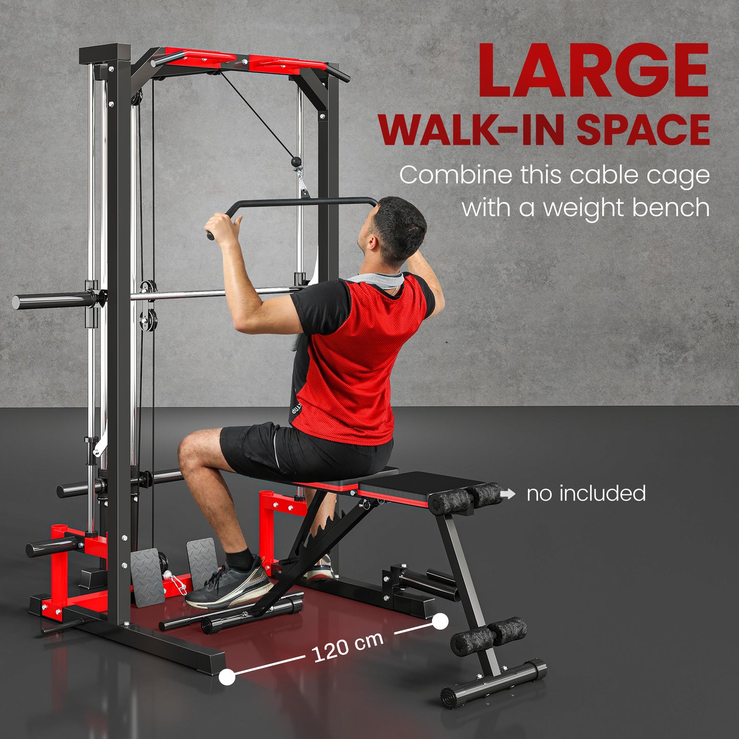 Cable Crossover Machine, Multifunction Power Cage with Pull Up Bar