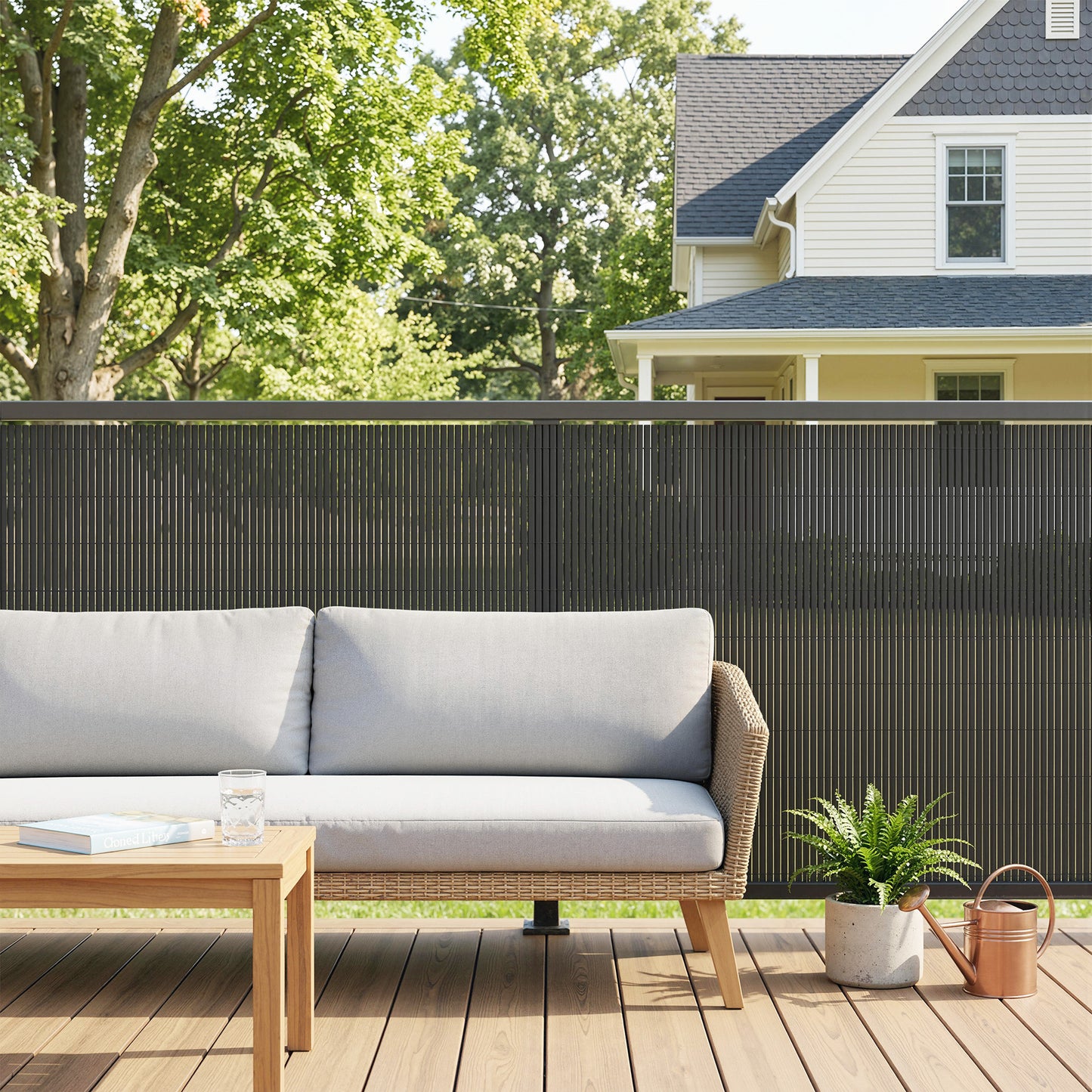 2Pcs Plastic Privacy Screening Fence, 1x3 m Windbreak Fence Grey