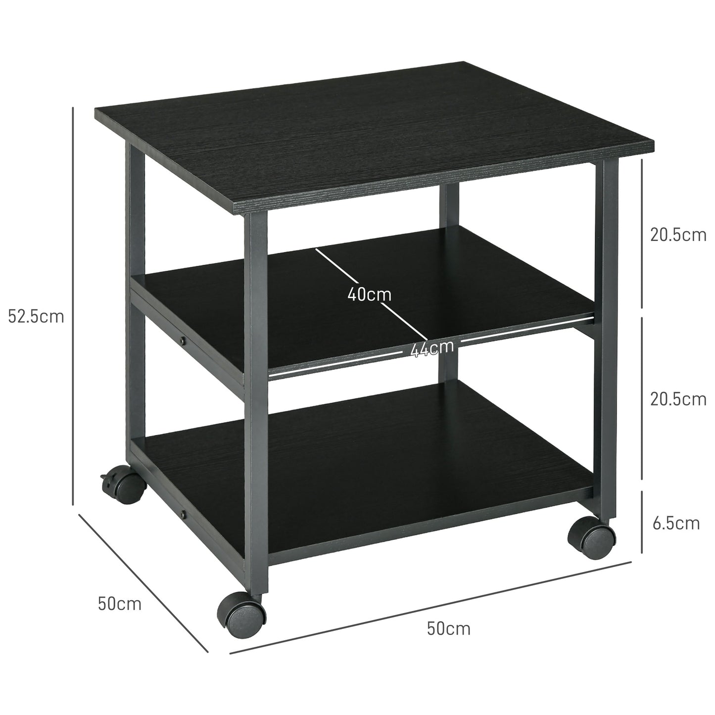 Mobile Printer Stand with Storage Printer Table for Home Office Black
