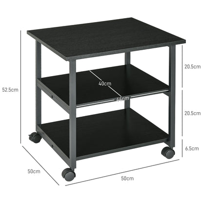 Mobile Printer Stand with Storage Printer Table for Home Office Black