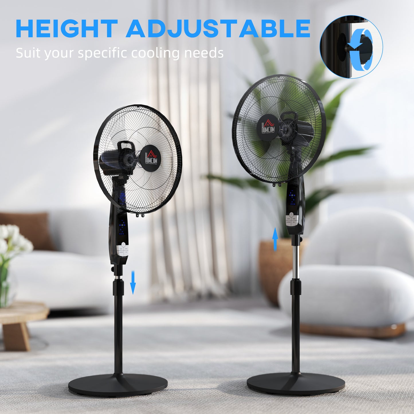 16" Oscillation Cooling Fan with Remote Adjustable Height Black