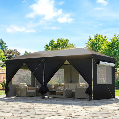 3 x 6 m Pop Up Gazebo, UPF50+ Wedding Party Tent Marquee, Black