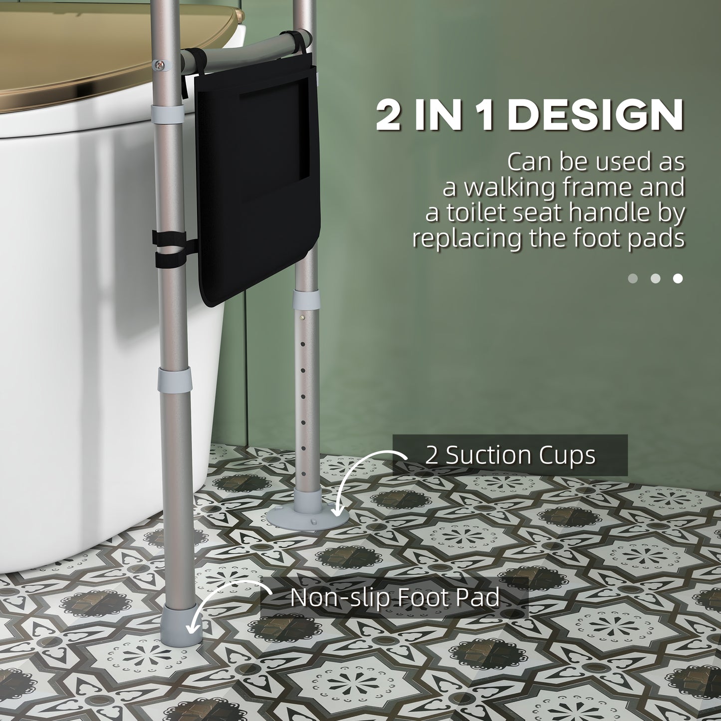 Free Standing Toilet Rail Frame, Height and Width Adjustable