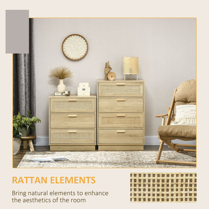4 Drawer Dresser, Boho Chest of Drawers Storage Cabinet, Natural