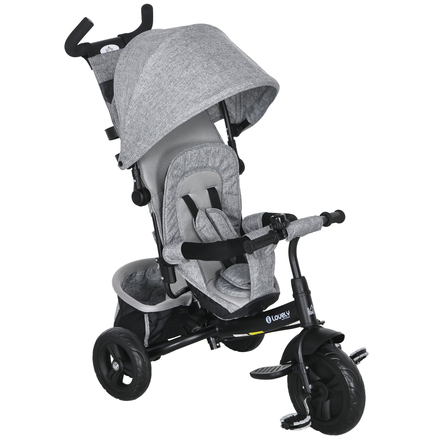 6 in 1 Kids Trike, Stroller with Parent Handle, Grey
