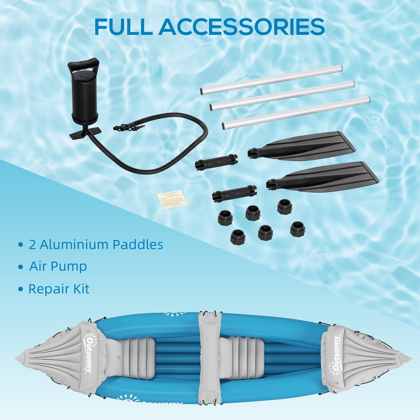 Inflatable Kayak Two-Person Inflatable Boat w/ Air Pump, Blue