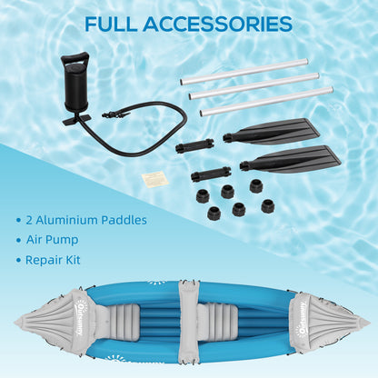 Inflatable Kayak Two-Person Inflatable Boat w/ Air Pump, Blue