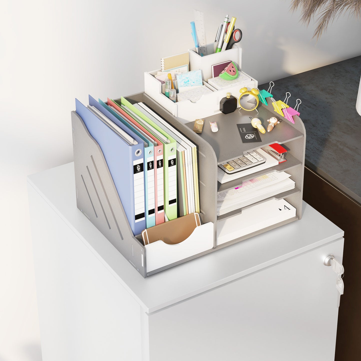 2-Drawer Vertical Filing Cabinet with Lock, Steel Mobile File Cabinet with Adjustable Hanging Bar for A4, Legal and Letter Size, White
