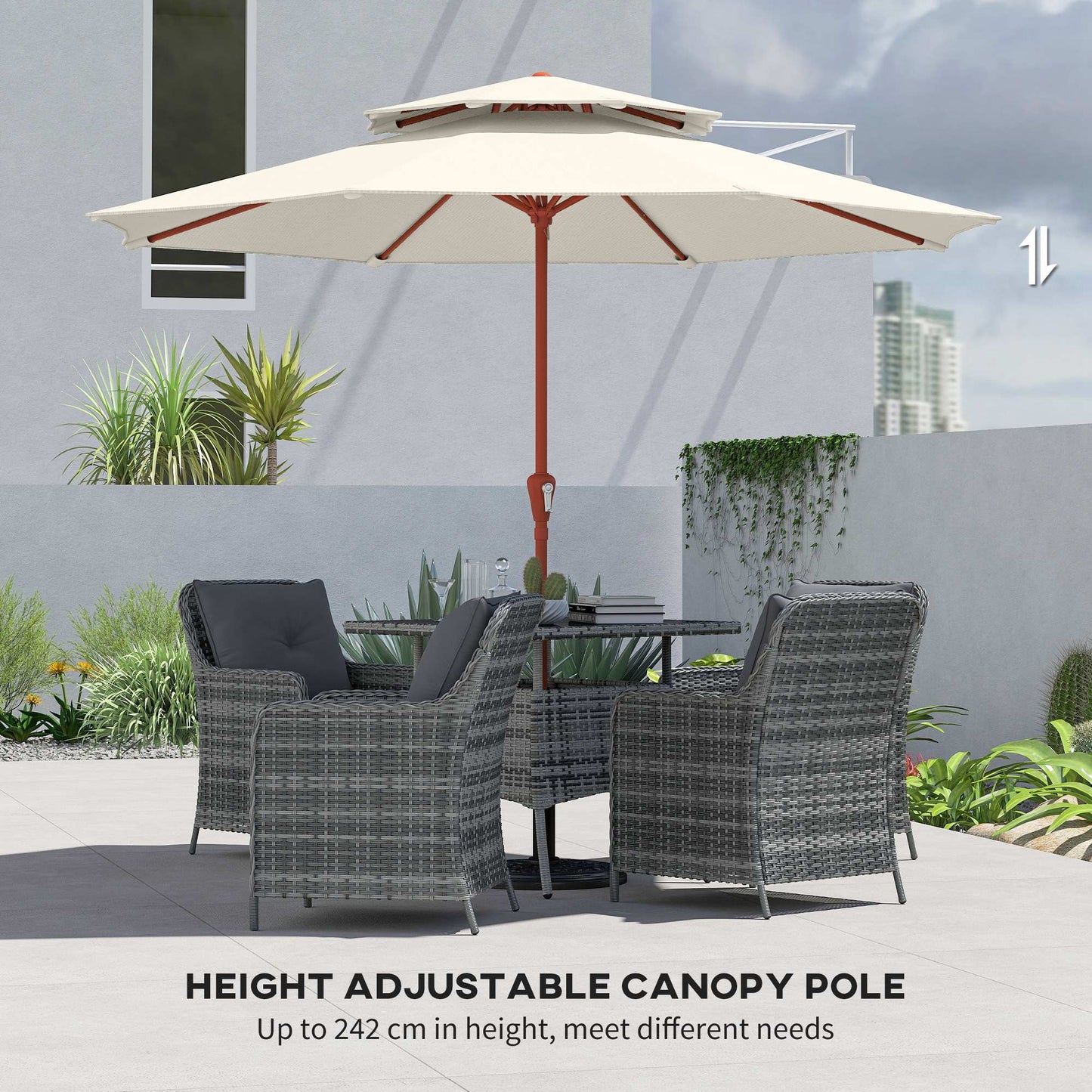 2.7 m Garden Parasol with Double Top, Cream White