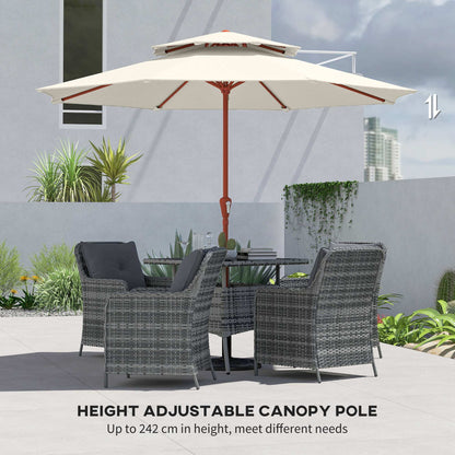 2.7 m Garden Parasol with Double Top, Cream White