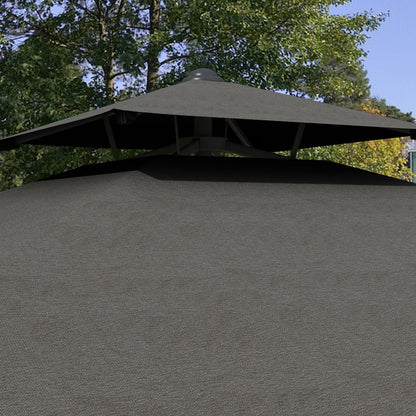 2.5m Square Double Top Garden Parasol Cantilever Umbrella with Ruffles, Grey