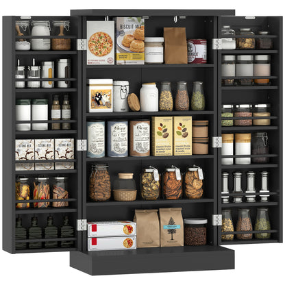 Kitchen Cupboard w/ 5 Tiers, 12 Spice Racks, Kitchen Storage Cabinet