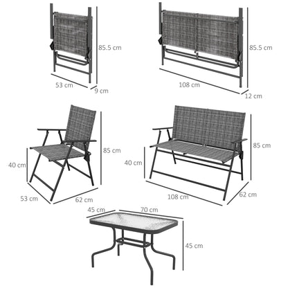 Patio Furniture Set, Garden Set w/ Table, Foldable Chairs, a Loveseat