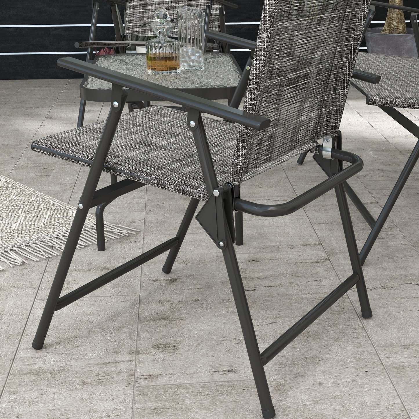 Patio Furniture Set, Garden Set w/ Table, Foldable Chairs, a Loveseat