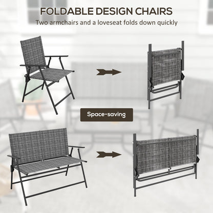 Patio Furniture Set, Garden Set w/ Table, Foldable Chairs, a Loveseat